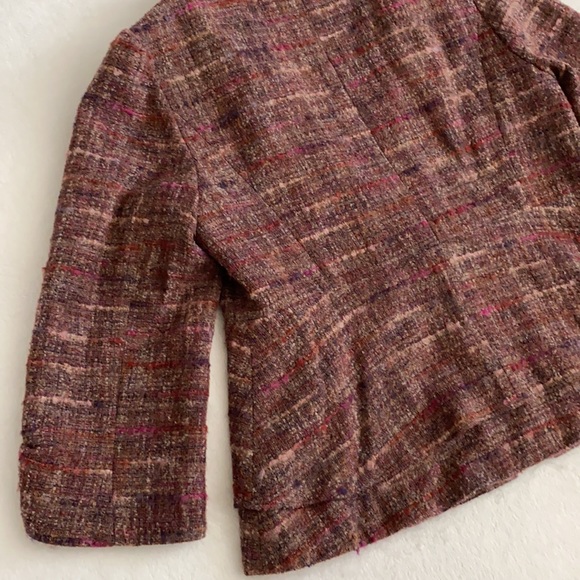 Classiques Entier | 3/4 Sleeve Cotton Wool Alpaca Blend Tweed Open Jacket (L) - Picture 15 of 16